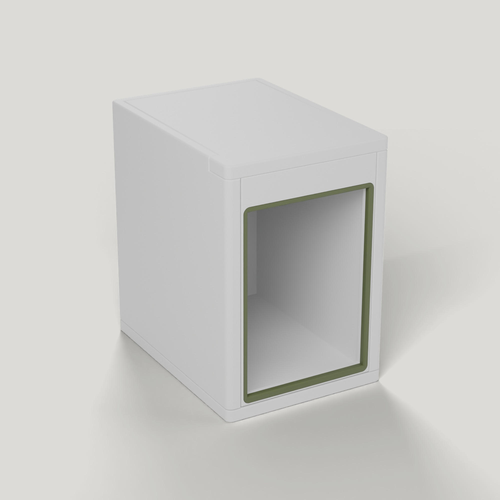 The box with a green face frame